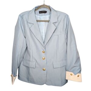 Light Blue Blazer Gold Buttons Cuff Detail XL